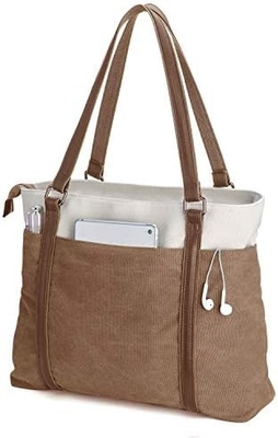 WOMEN LAPTOP TOTE BAG FÜR WORK LEICHTER Gewicht Splice Leinwand 15,6 Zoll Handtasche