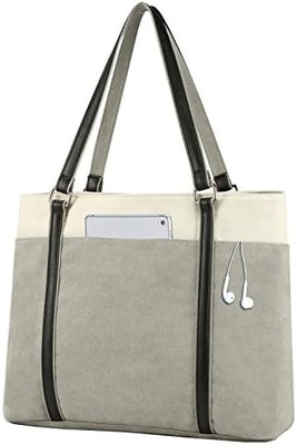 WOMEN LAPTOP TOTE BAG FÜR WORK LEICHTER Gewicht Splice Leinwand 15,6 Zoll Handtasche
