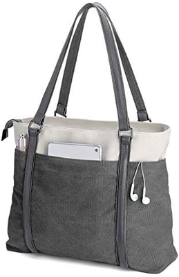 WOMEN LAPTOP TOTE BAG FÜR WORK LEICHTER Gewicht Splice Leinwand 15,6 Zoll Handtasche