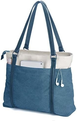 WOMEN LAPTOP TOTE BAG FÜR WORK LEICHTER Gewicht Splice Leinwand 15,6 Zoll Handtasche