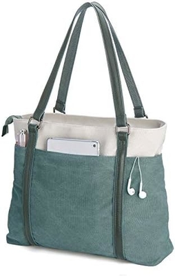 WOMEN LAPTOP TOTE BAG FÜR WORK LEICHTER Gewicht Splice Leinwand 15,6 Zoll Handtasche