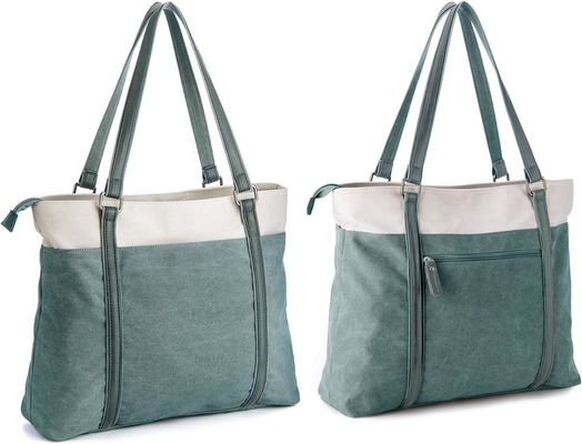 WOMEN LAPTOP TOTE BAG FÜR WORK LEICHTER Gewicht Splice Leinwand 15,6 Zoll Handtasche