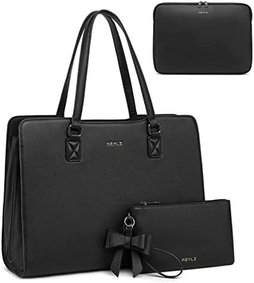KEYLI 4PC SETS LAPTOP BAG FÜR DAMEN LARGE Leder Laptop Briefcase mit USB-Ladestation Computer Schulter TOTE BAGS PU