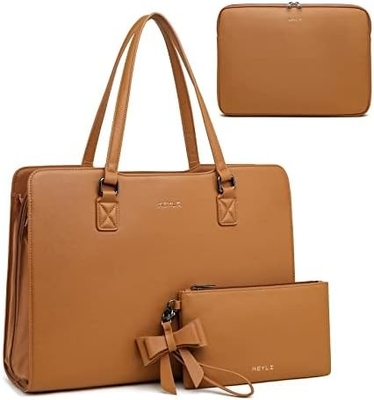 KEYLI 4PC SETS LAPTOP BAG FÜR DAMEN LARGE Leder Laptop Briefcase mit USB-Ladestation Computer Schulter TOTE BAGS PU