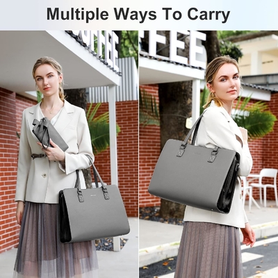 KEYLI 4PC SETS LAPTOP BAG FÜR DAMEN LARGE Leder Laptop Briefcase mit USB-Ladestation Computer Schulter TOTE BAGS PU