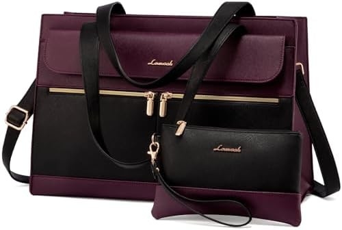 Lovevook Laptop-Tasche für Frauen 15,6 Zoll Laptop TOTE Arbeitstasche professionelle Leder Computer Briefkasten wasserdicht Geschäft