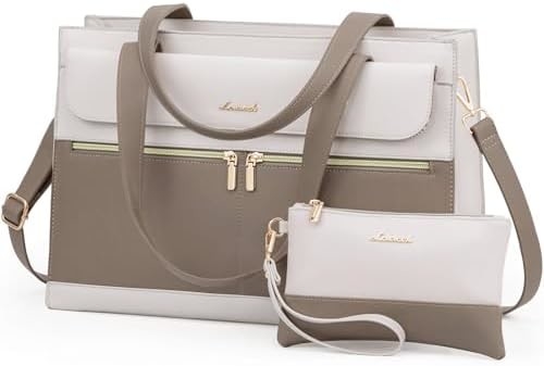 Lovevook Laptop-Tasche für Frauen 15,6 Zoll Laptop TOTE Arbeitstasche professionelle Leder Computer Briefkasten wasserdicht Geschäft