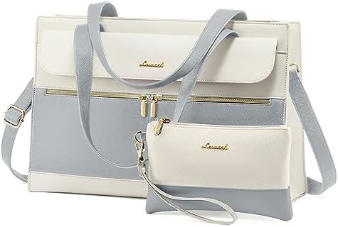 Lovevook Laptop-Tasche für Frauen 15,6 Zoll Laptop TOTE Arbeitstasche professionelle Leder Computer Briefkasten wasserdicht Geschäft