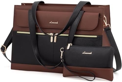 Lovevook Laptop-Tasche für Frauen 15,6 Zoll Laptop TOTE Arbeitstasche professionelle Leder Computer Briefkasten wasserdicht Geschäft