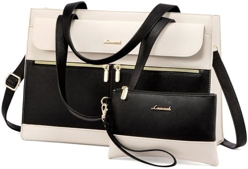 Lovevook Laptop-Tasche für Frauen 15,6 Zoll Laptop TOTE Arbeitstasche professionelle Leder Computer Briefkasten wasserdicht Geschäft