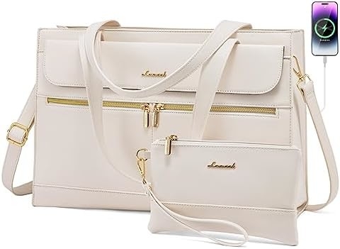 Lovevook Laptop-Tasche für Frauen 15,6 Zoll Laptop TOTE Arbeitstasche professionelle Leder Computer Briefkasten wasserdicht Geschäft