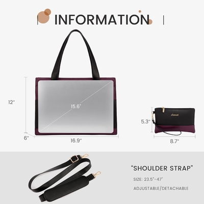 Lovevook Laptop-Tasche für Frauen 15,6 Zoll Laptop TOTE Arbeitstasche professionelle Leder Computer Briefkasten wasserdicht Geschäft