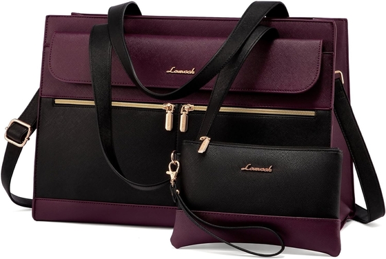 Lovevook Laptop-Tasche für Frauen 15,6 Zoll Laptop TOTE Arbeitstasche professionelle Leder Computer Briefkasten wasserdicht Geschäft