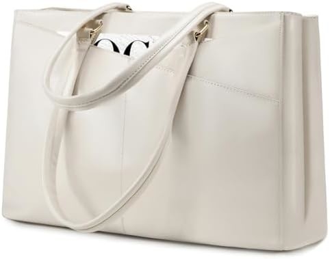 Laptop-Tote-Tasche für Frauen 15,6 Zoll wasserdichtes Leder-Computer-Taschen Geschäfts-Büro-Arbeit Briefkasten Schwarz