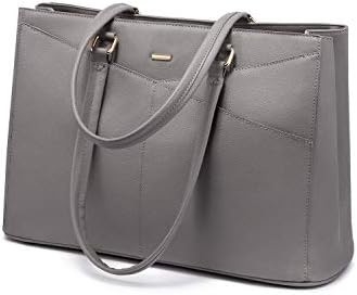 Laptop-Tote-Tasche für Frauen 15,6 Zoll wasserdichtes Leder-Computer-Taschen Geschäfts-Büro-Arbeit Briefkasten Schwarz