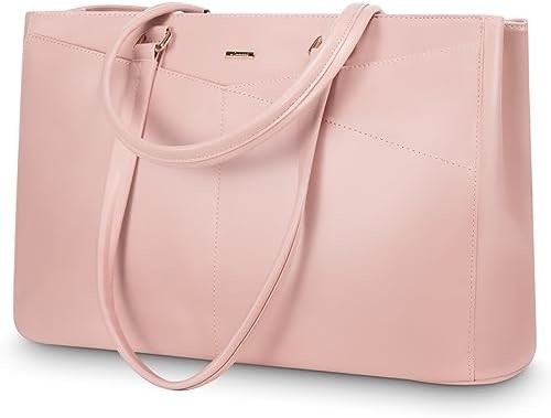 Laptop-Tote-Tasche für Frauen 15,6 Zoll wasserdichtes Leder-Computer-Taschen Geschäfts-Büro-Arbeit Briefkasten Schwarz