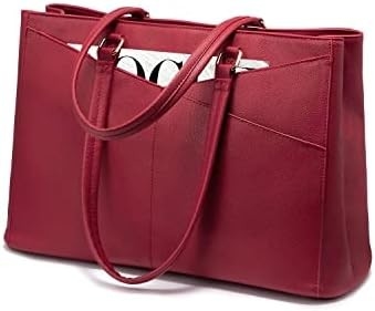 Laptop-Tote-Tasche für Frauen 15,6 Zoll wasserdichtes Leder-Computer-Taschen Geschäfts-Büro-Arbeit Briefkasten Schwarz