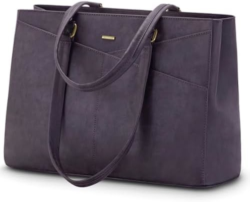Laptop-Tote-Tasche für Frauen 15,6 Zoll wasserdichtes Leder-Computer-Taschen Geschäfts-Büro-Arbeit Briefkasten Schwarz