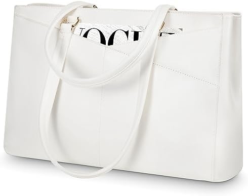 Laptop-Tote-Tasche für Frauen 15,6 Zoll wasserdichtes Leder-Computer-Taschen Geschäfts-Büro-Arbeit Briefkasten Schwarz