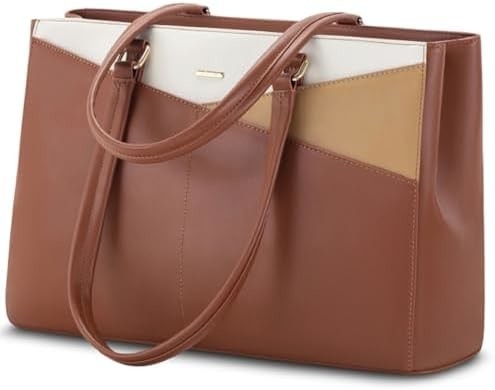 Laptop-Tote-Tasche für Frauen 15,6 Zoll wasserdichtes Leder-Computer-Taschen Geschäfts-Büro-Arbeit Briefkasten Schwarz