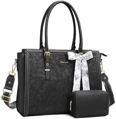 MOSISO LAPTOP BAG für Frauen, 17-17.3 Zoll PU Leder TOTE BAG kompatibel mit MACBOOK, HP, DELL, ASUS NOTEBOOK