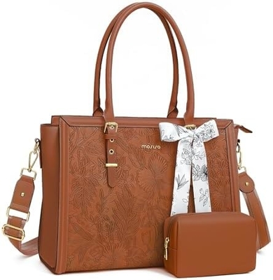 MOSISO LAPTOP BAG für Frauen, 17-17.3 Zoll PU Leder TOTE BAG kompatibel mit MACBOOK, HP, DELL, ASUS NOTEBOOK
