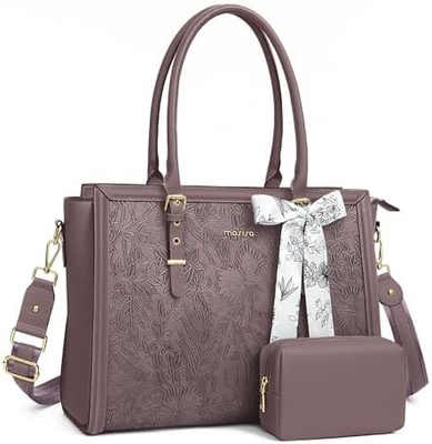 MOSISO LAPTOP BAG für Frauen, 17-17.3 Zoll PU Leder TOTE BAG kompatibel mit MACBOOK, HP, DELL, ASUS NOTEBOOK
