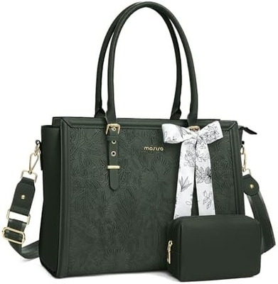 MOSISO LAPTOP BAG für Frauen, 17-17.3 Zoll PU Leder TOTE BAG kompatibel mit MACBOOK, HP, DELL, ASUS NOTEBOOK