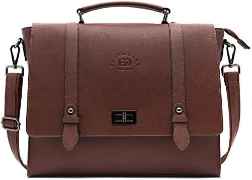 EASEGAVE 17 Zoll Laptop-Briefkasten für Damen, Vintage-Purpur SAFFIANO Öko-Leder, Mehrfachfach, 3 Pfund Gewichtskapazität