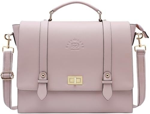 EASEGAVE 17 Zoll Laptop-Briefkasten für Damen, Vintage-Purpur SAFFIANO Öko-Leder, Mehrfachfach, 3 Pfund Gewichtskapazität