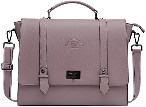 EASEGAVE 17 Zoll Laptop-Briefkasten für Damen, Vintage-Purpur SAFFIANO Öko-Leder, Mehrfachfach, 3 Pfund Gewichtskapazität
