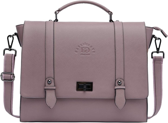 EASEGAVE 17 Zoll Laptop-Briefkasten für Damen, Vintage-Purpur SAFFIANO Öko-Leder, Mehrfachfach, 3 Pfund Gewichtskapazität