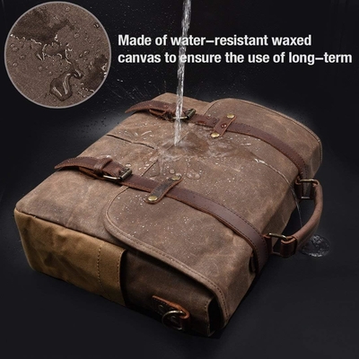 15.6 Zoll wasserdichtes Vintage echtes Leder Wachswand Briefkasten große Tasche Schultertasche