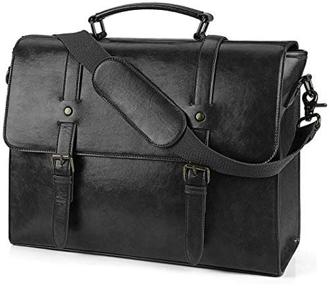 Männliche Boten Tasche Vintage 15,6 Zoll wasserdichtes Leder Laptop Briefkasten große Tasche Schultertasche Retro Büro College