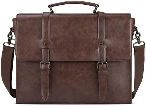 Männliche Boten Tasche Vintage 15,6 Zoll wasserdichtes Leder Laptop Briefkasten große Tasche Schultertasche Retro Büro College