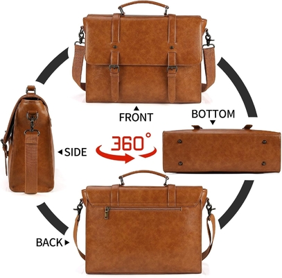 Männliche Boten Tasche Vintage 15,6 Zoll wasserdichtes Leder Laptop Briefkasten große Tasche Schultertasche Retro Büro College
