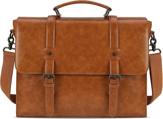 Männliche Boten Tasche Vintage 15,6 Zoll wasserdichtes Leder Laptop Briefkasten große Tasche Schultertasche Retro Büro College