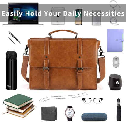 Männliche Boten Tasche Vintage 15,6 Zoll wasserdichtes Leder Laptop Briefkasten große Tasche Schultertasche Retro Büro College