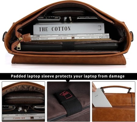 Männliche Boten Tasche Vintage 15,6 Zoll wasserdichtes Leder Laptop Briefkasten große Tasche Schultertasche Retro Büro College