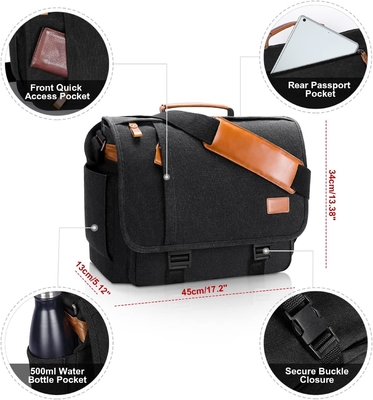 STARER MEN MESSENGER BAG 15,6 Zoll, wasserdichte Leinwand Computer Tasche Arbeitstasche, Laptop Schultertasche Briefkasten Tasche