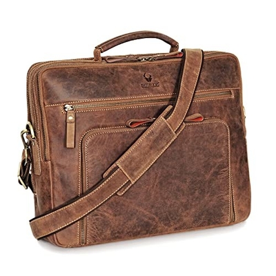 Laptop-Tasche San Francisco 17 Zoll Handgefertigte Leder-Schultertasche für Notizbuch Ich Aktentasche für Büro,