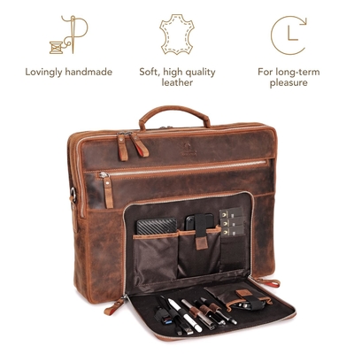 Laptop-Tasche San Francisco 17 Zoll Handgefertigte Leder-Schultertasche für Notizbuch Ich Aktentasche für Büro,