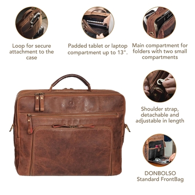 Laptop-Tasche San Francisco 17 Zoll Handgefertigte Leder-Schultertasche für Notizbuch Ich Aktentasche für Büro,