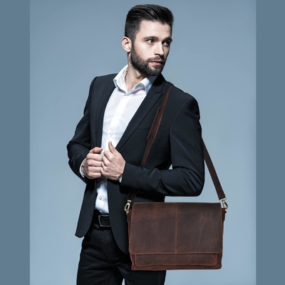 - Laptop-Briefkasten-Tasche für College, Büro, verstellbare Schulter