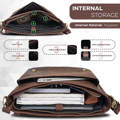 - Laptop-Briefkasten-Tasche für College, Büro, verstellbare Schulter