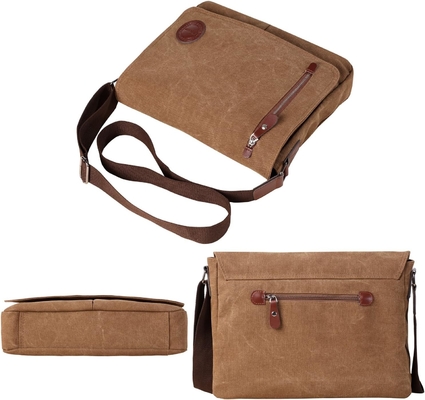 VINTAGE CANVAS SATCHEL MESSENGER BAG FÜR Männern Frauen,Reise-SCHULTERBAG 13,5 "Laptop-TASCHEN Büchertasche