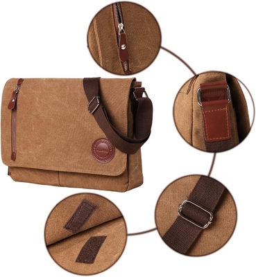 VINTAGE CANVAS SATCHEL MESSENGER BAG FÜR Männern Frauen,Reise-SCHULTERBAG 13,5 "Laptop-TASCHEN Büchertasche