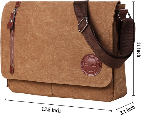 VINTAGE CANVAS SATCHEL MESSENGER BAG FÜR Männern Frauen,Reise-SCHULTERBAG 13,5 "Laptop-TASCHEN Büchertasche