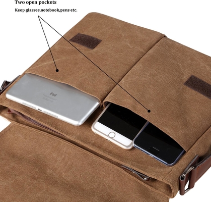 VINTAGE CANVAS SATCHEL MESSENGER BAG FÜR Männern Frauen,Reise-SCHULTERBAG 13,5 "Laptop-TASCHEN Büchertasche