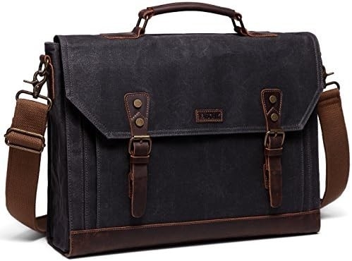 Nachrichtenbüchse für Männer,Vintage-Leinwand Lederleinwand Laptop Tasche Schultertasche Geschäftskoffer